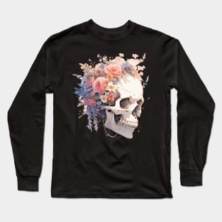 Bones And Botany Skull And Flowers Long Sleeve T-Shirt